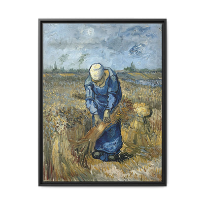 Peasant Woman Binding Sheaves (After Millet) by Vincent van Gogh / Toile encadrée sur caisse américaine