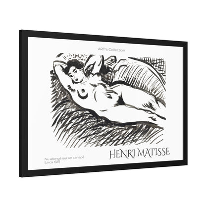Nu allongé sur un canapé (circa 1927) by Henry Matisse  / Affiche Encadrée série ART's Collection