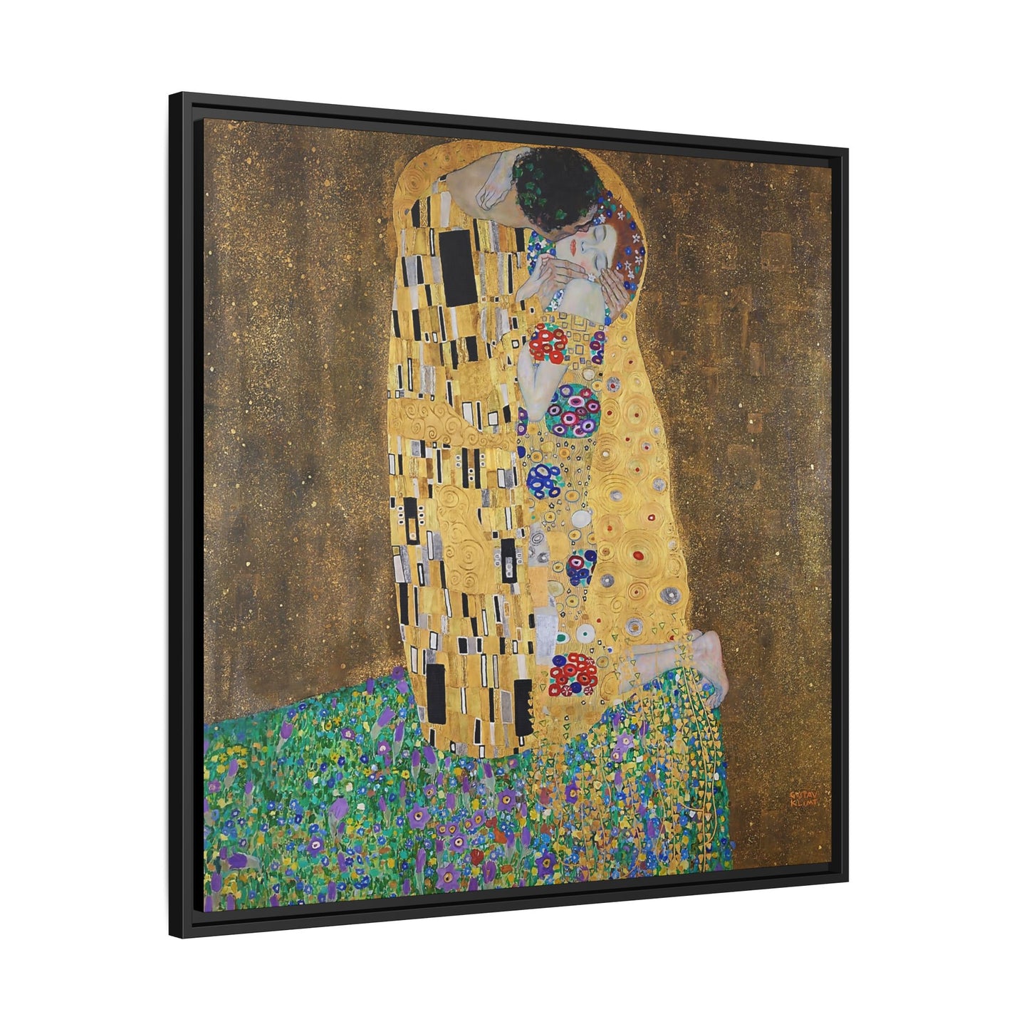 The kiss (lovers) (1908) by Gustav Klimt / Toile encadrée sur caisse américaine
