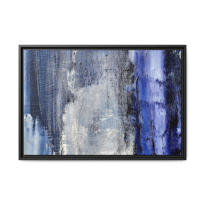 Tableau Beaux Arts Anthracite & Bleu Contrasté "Série Sign Collections" / Toile encadrée sur caisse américaine
