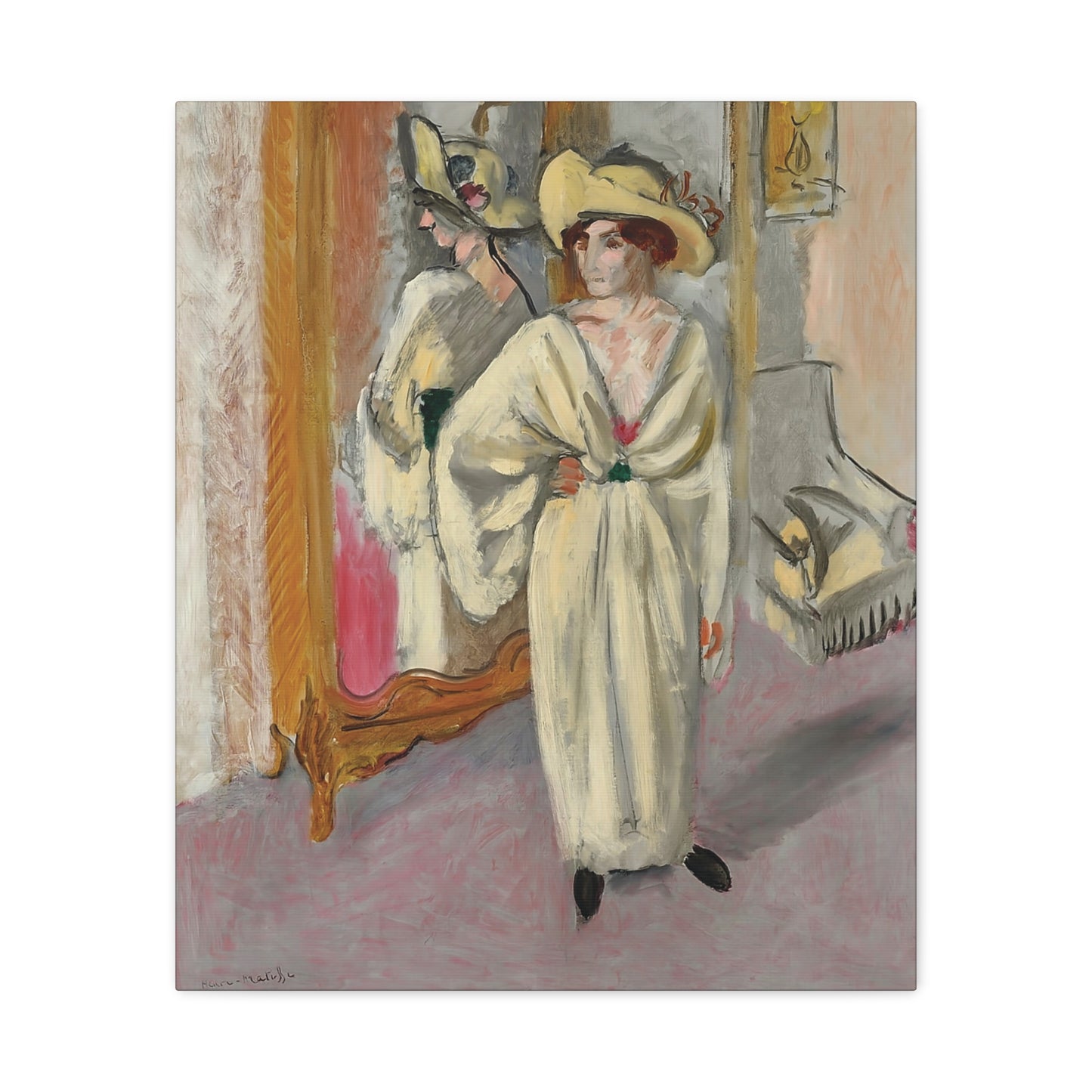 Femme en blanc debout devant une glace (1918-1919) by Henri Matisse / Reproduction Fine Art sur Toile /  Epaisseur 3.2 cm - 1.25 inch