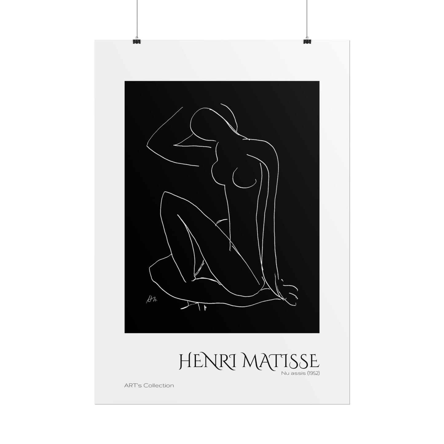 Nu assis (1952) version noire et blanche by Henri Matisse / Affiche imprimée - Série ART's Collection