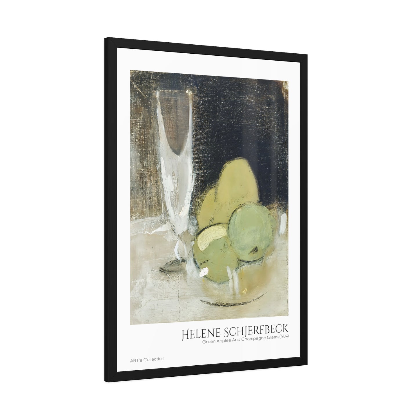 Green Apples And Champagne Glass (1934) by Helene Schjerfbeck / Affiche Encadrée série ART's Collection