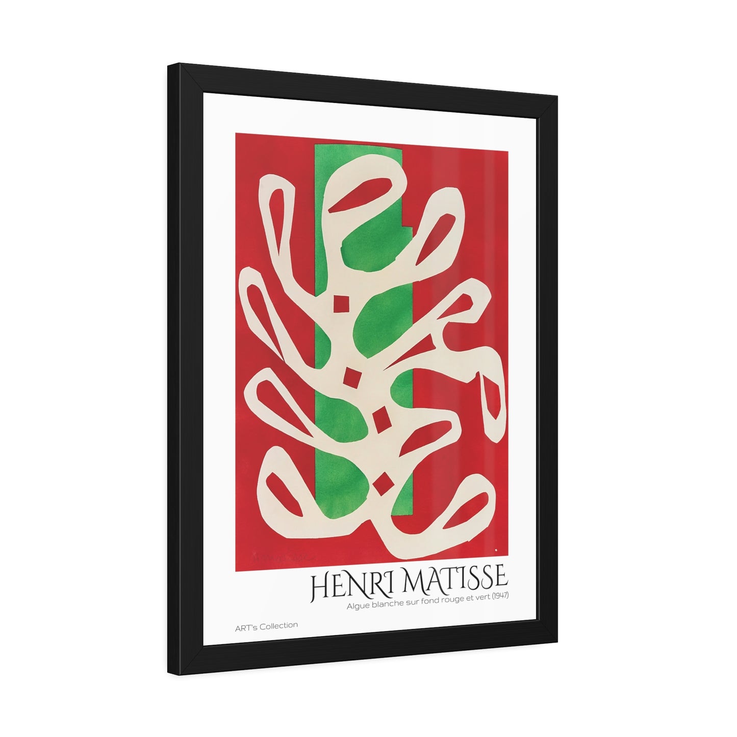 Algue blanche sur fond rouge et vert (1947) by Henri Matisse / Affiche Encadrée série ART's Collection