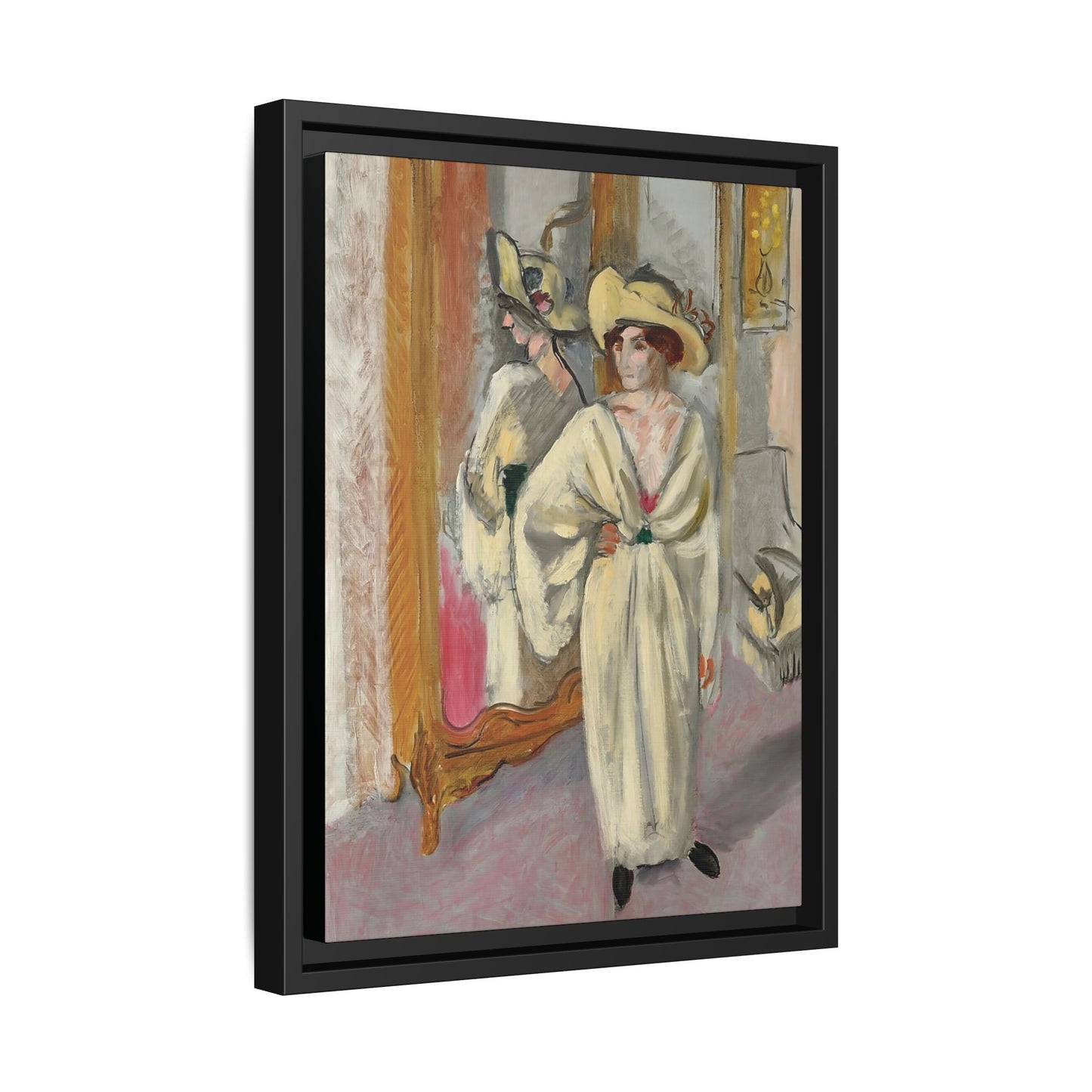 Femme en blanc debout devant une glace (1918-1919) by Henri Matisse / Toile encadrée sur caisse américaine