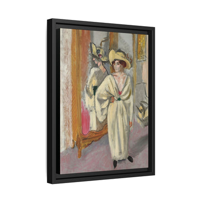 Femme en blanc debout devant une glace (1918-1919) by Henri Matisse / Toile encadrée sur caisse américaine
