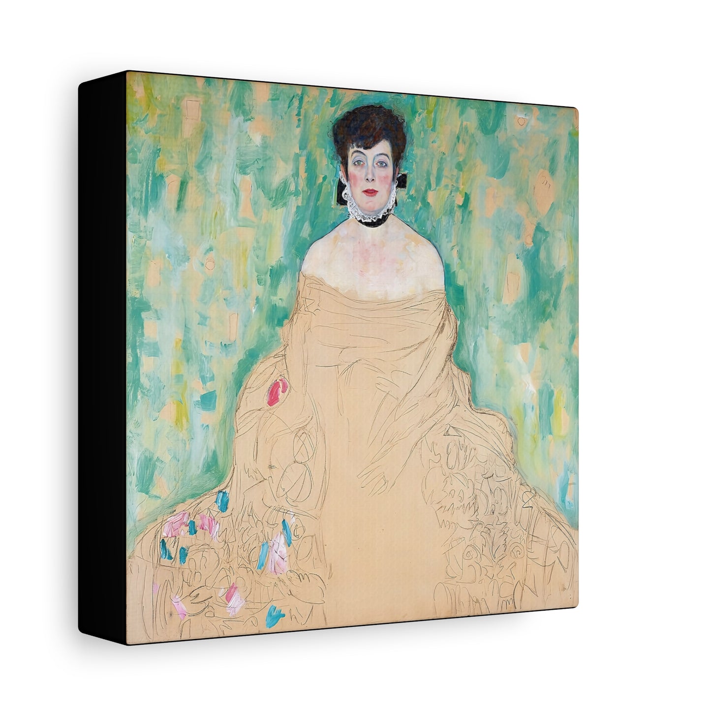 Amalie Zuckerkandl (1917) by Gustav Klimt / Reproduction Fine Art sur Toile / Flanc Large Epaisseur 3.2 cm - 1.25 inch