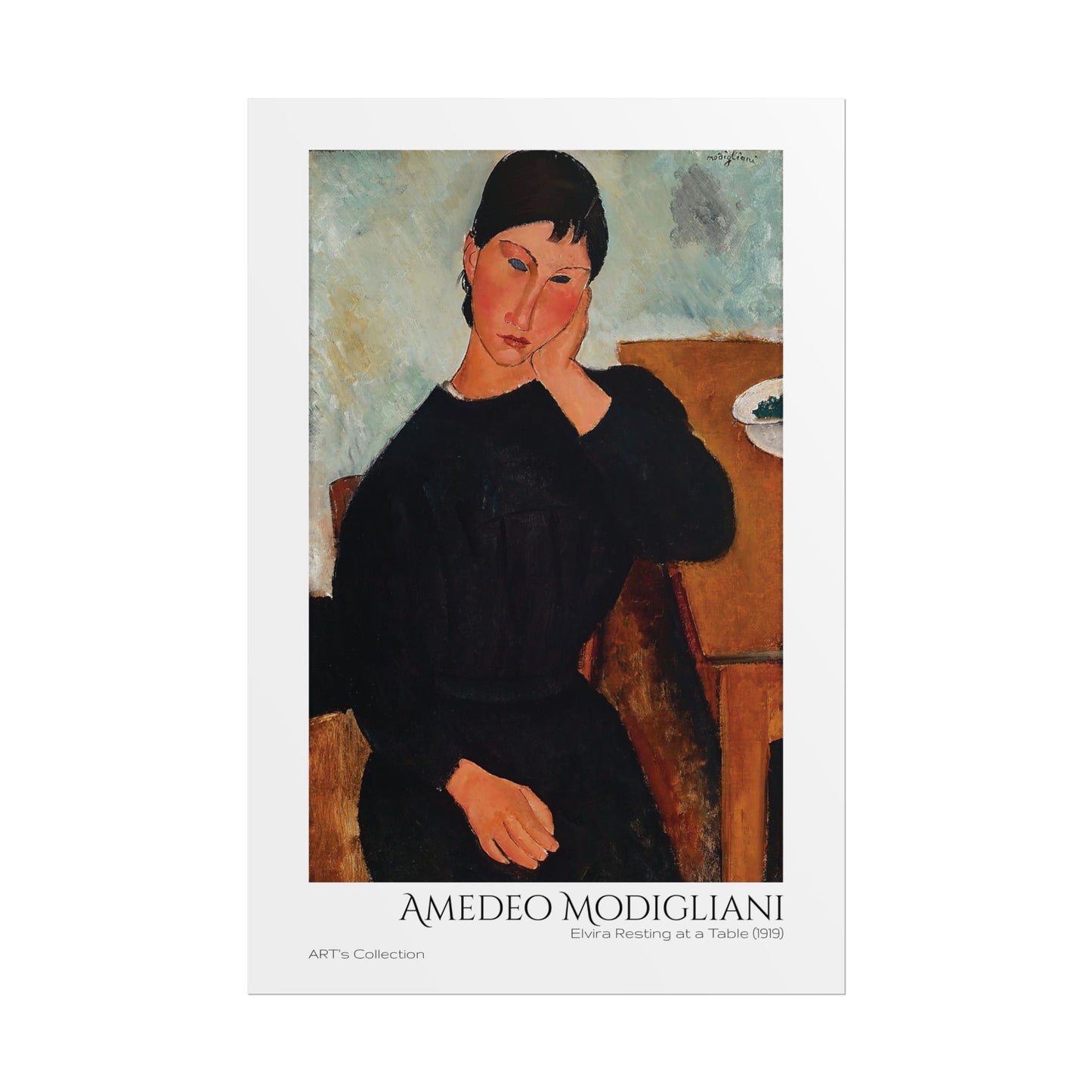 Elvira Resting at a Table (1919) by Amedeo Modigliani / Affiche imprimée - Série ART's Collection