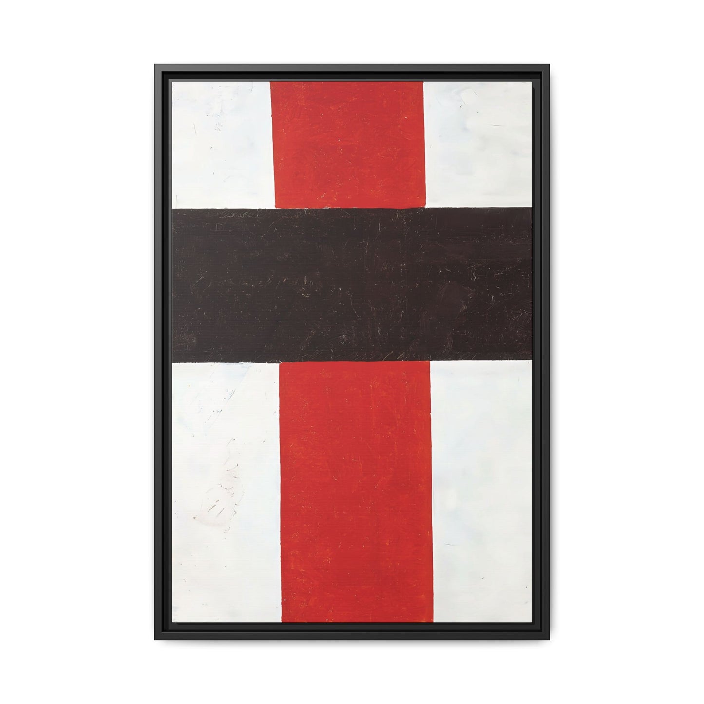 Large cross in black over red on white (1920) by Kazimir Malevich  / Toile encadrée sur caisse américaine
