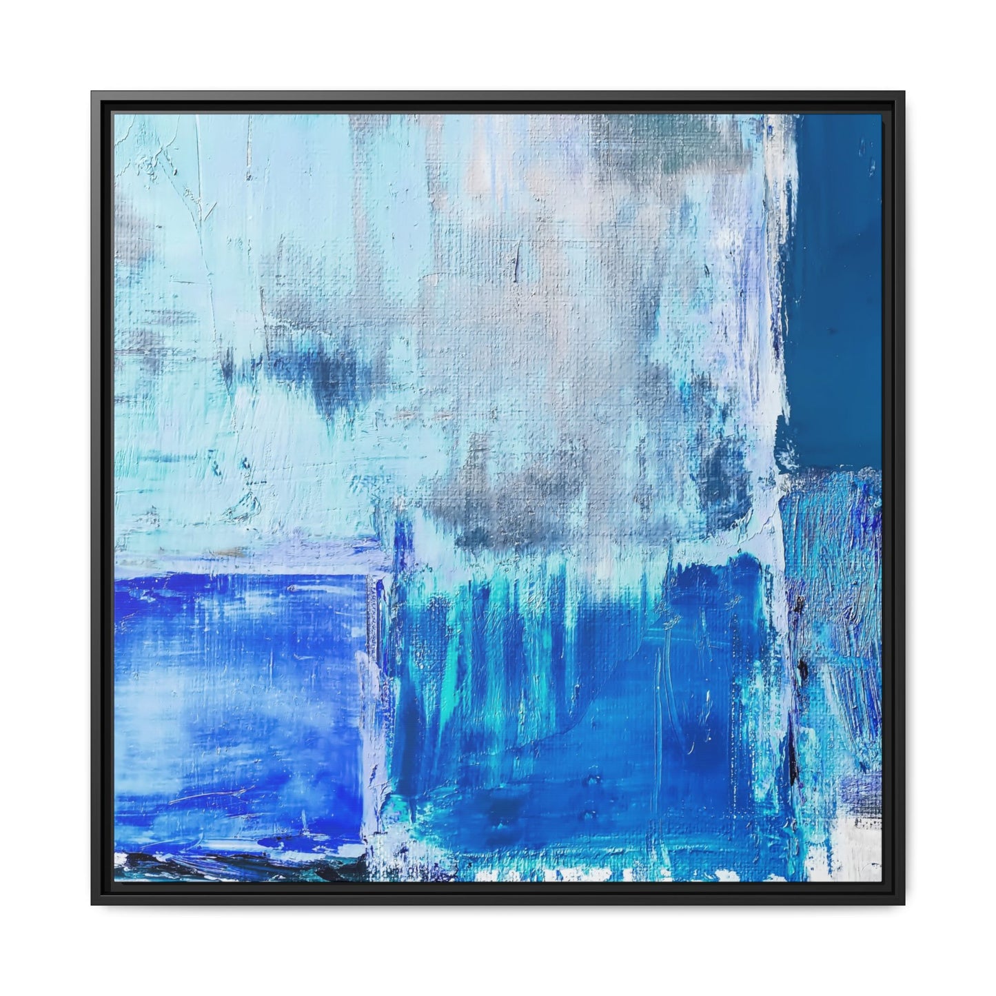 Tableau Beaux Arts Bleu Azur "Série Sign Collections" / Toile encadrée sur caisse américaine
