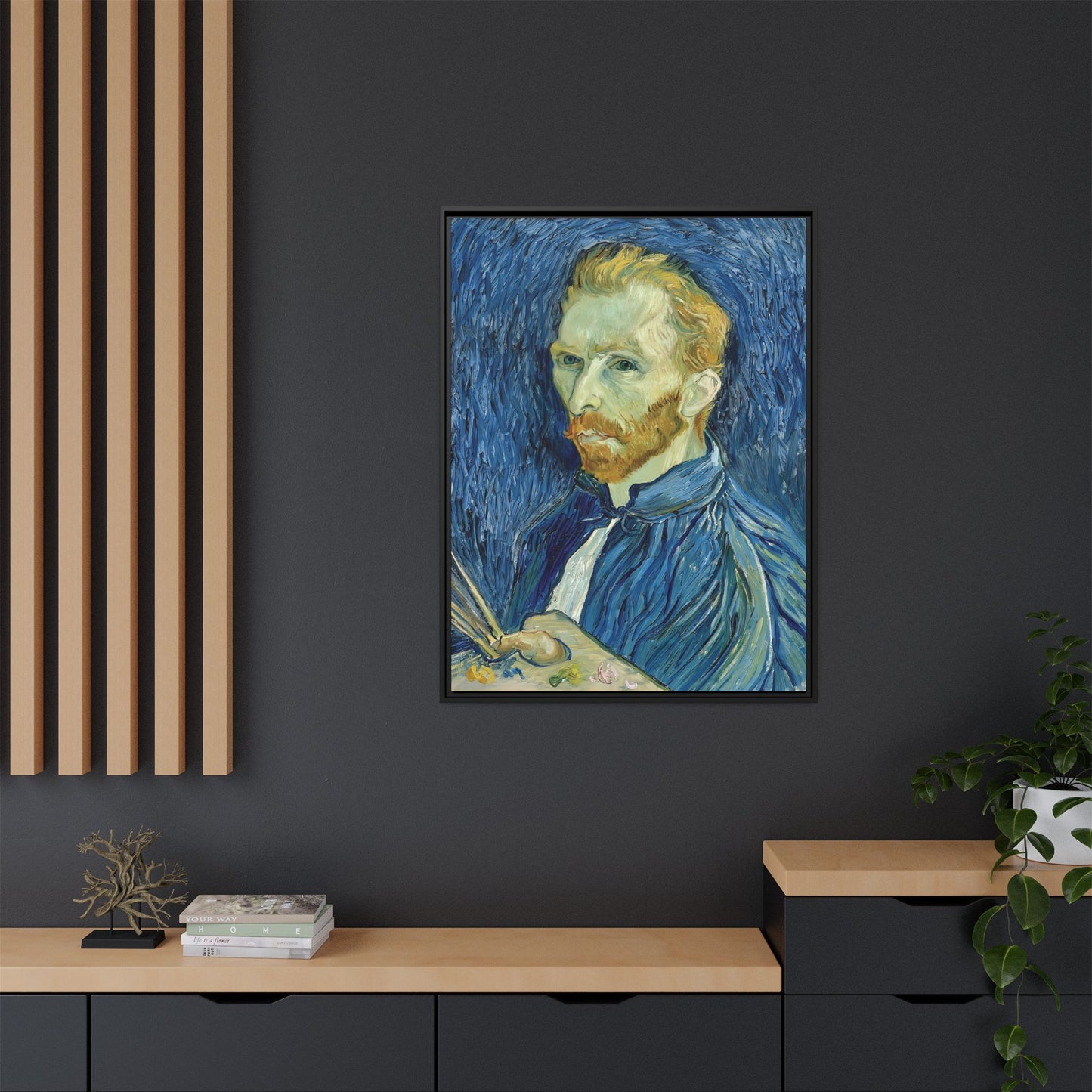 Self-Portrait (1889) by Vincent van Gogh / Toile encadrée sur caisse américaine