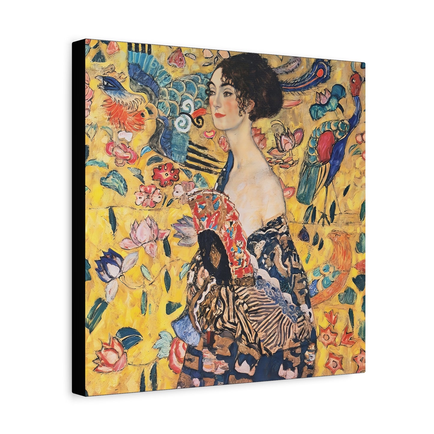 Woman with fan (1917-1918) by Gustav Klimt / Reproduction Fine Art sur Toile / Flanc Large Epaisseur 3.2 cm - 1.25 inch