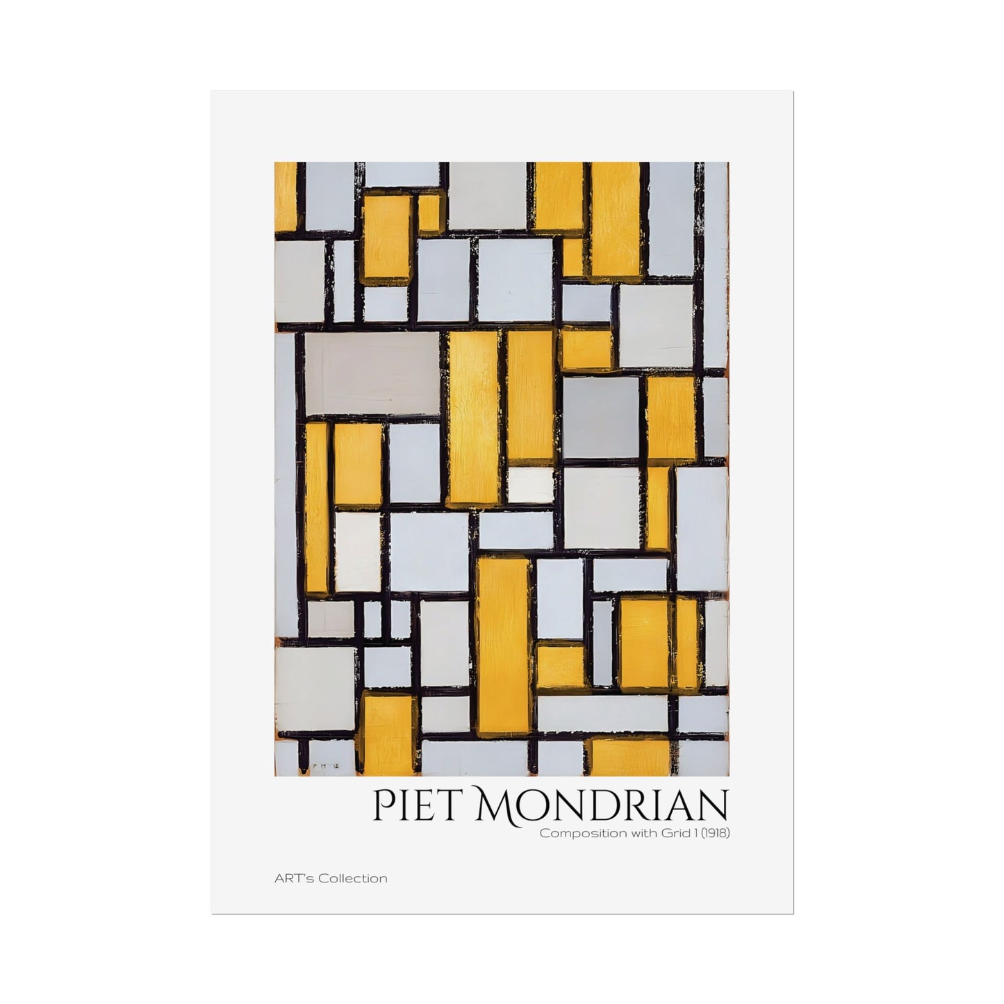 Composition with Grid 1 (1918) by Piet Mondrian / Affiche imprimée - Série ART's Collection