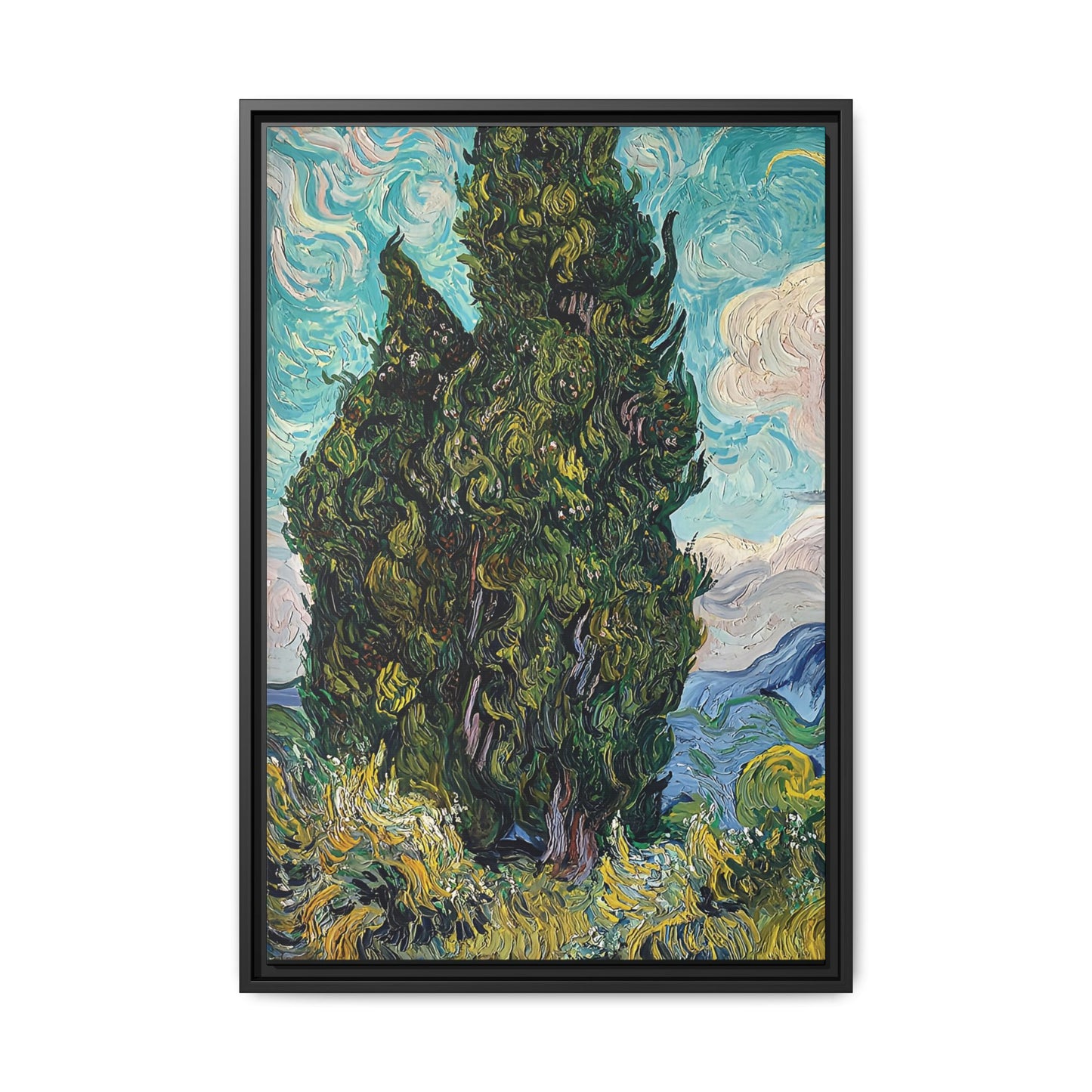 Cypresses (1889) by Vincent van Gogh / Toile encadrée sur caisse américaine