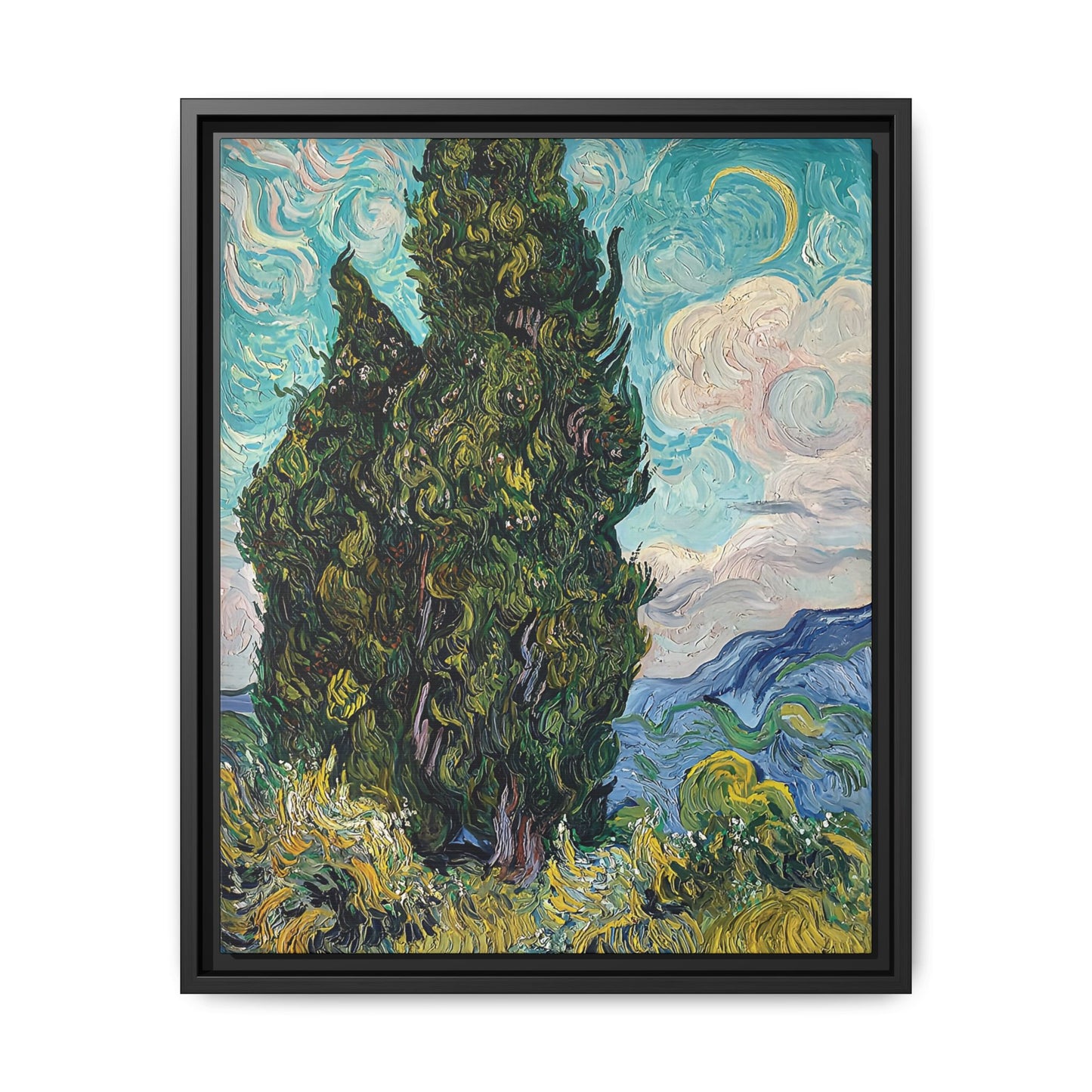 Cypresses (1889) by Vincent van Gogh / Toile encadrée sur caisse américaine