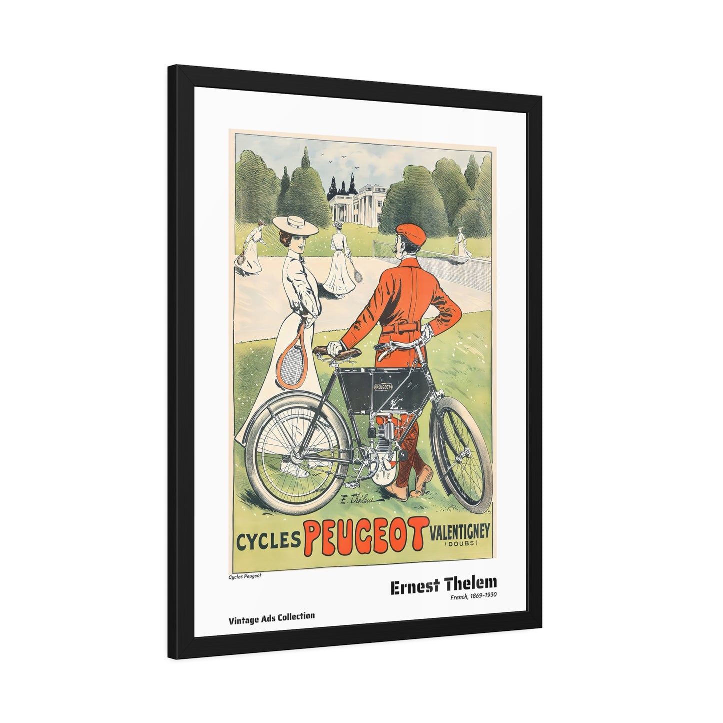 Cycles Peugeot by Ernest Thelem / Affiche Encadrée Série Vintage Ads Collection