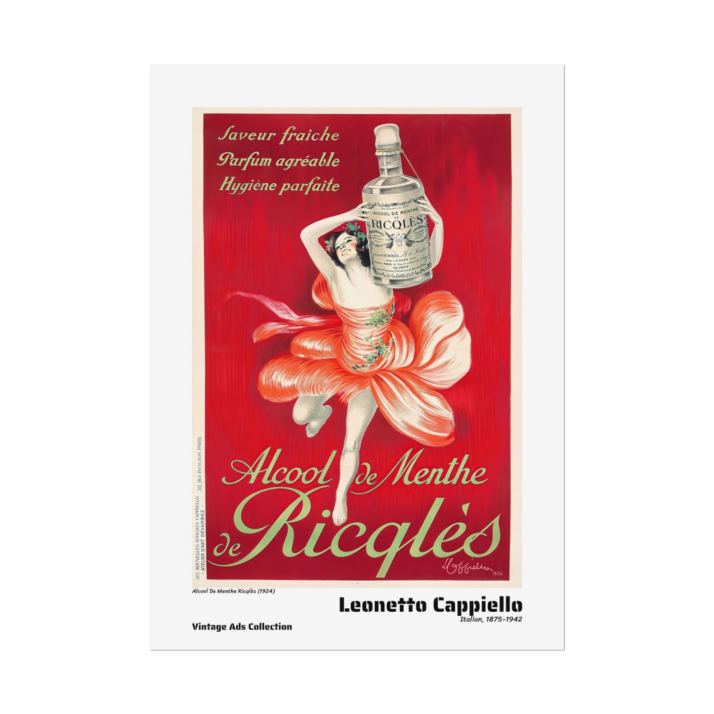 Alcool De Menthe Ricqlès (1924) by Leonetto Cappiello / Affiche imprimée - Série Vintage Ads Collection