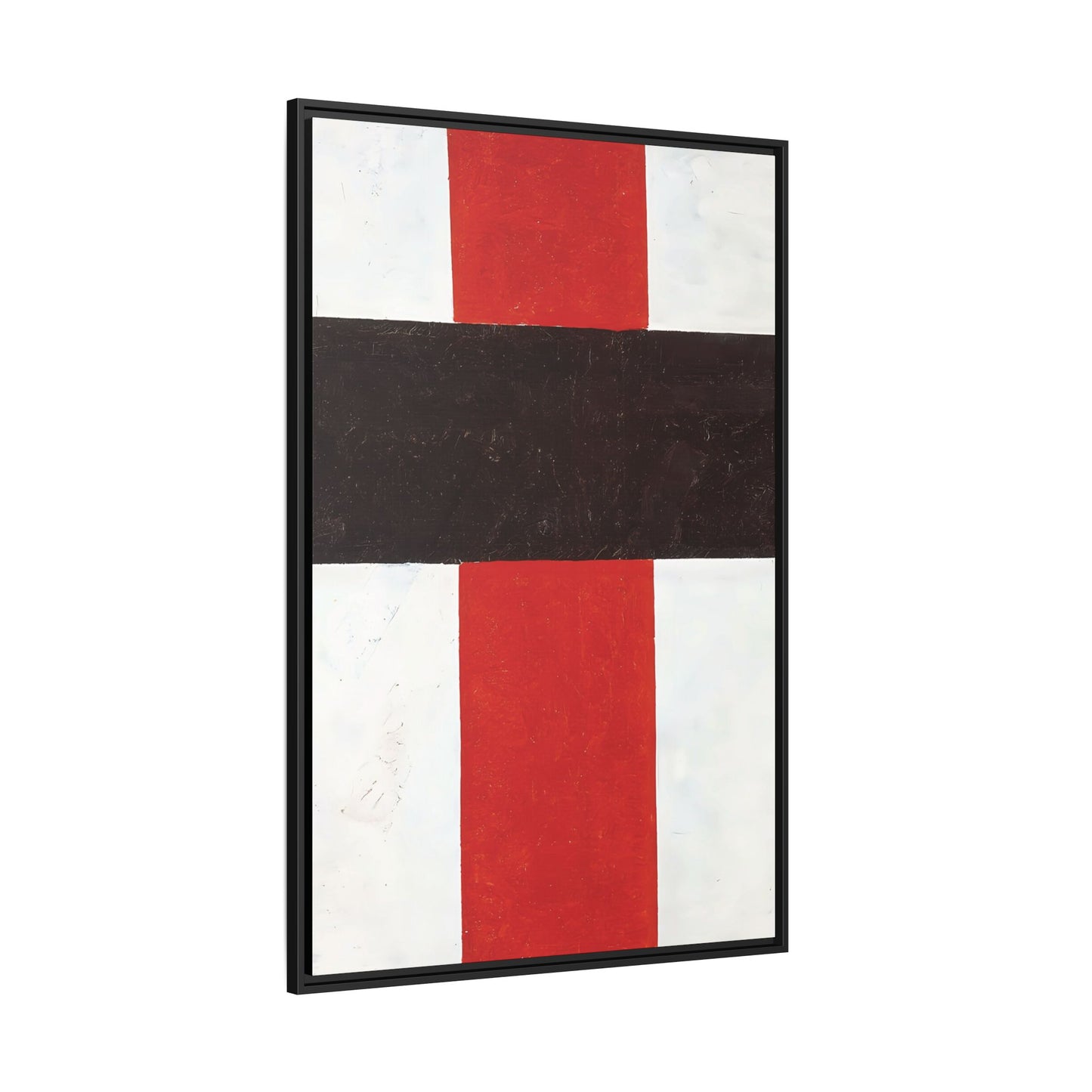 Large cross in black over red on white (1920) by Kazimir Malevich  / Toile encadrée sur caisse américaine