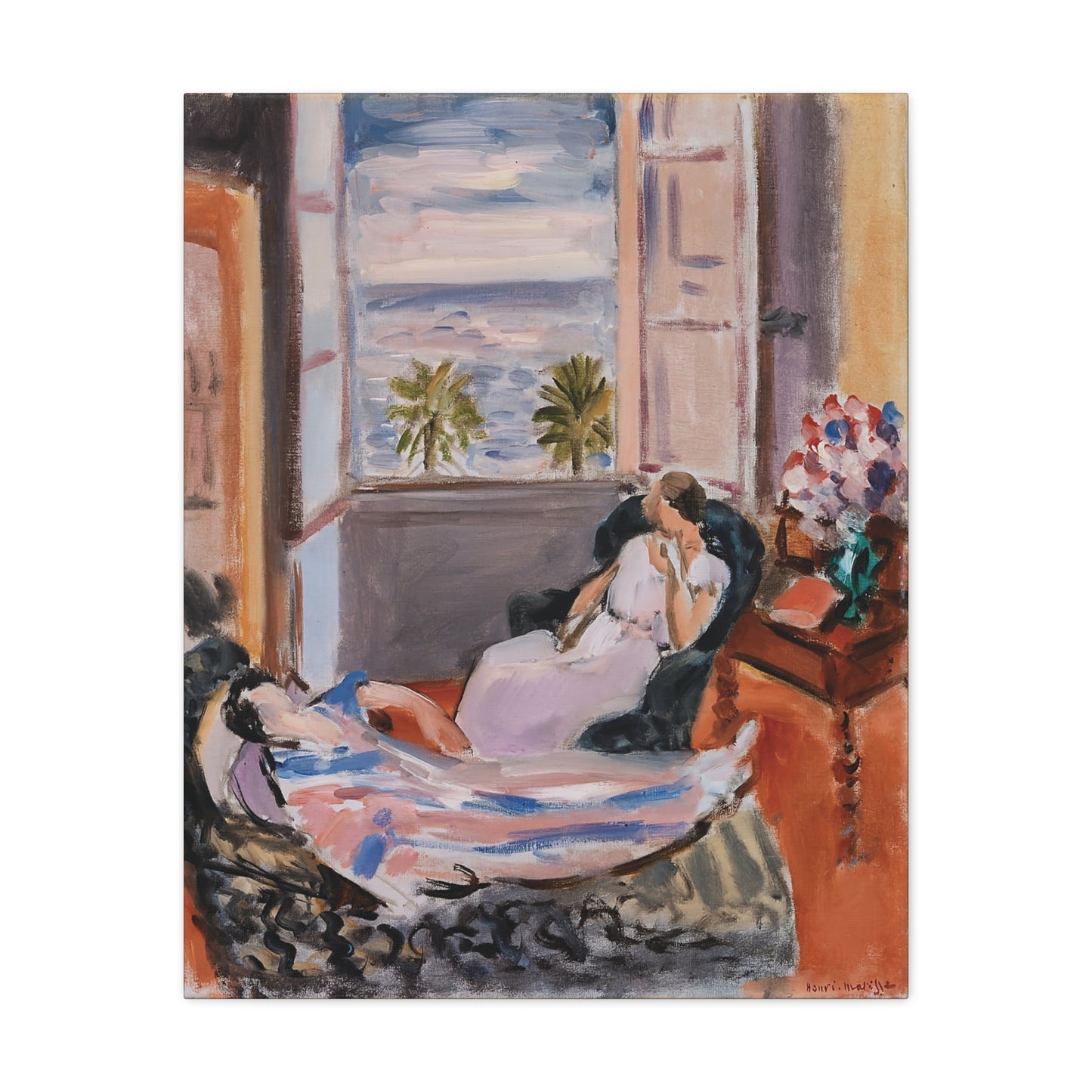 Intérieur à deux personnages, fenêtre ouverte (1922) by Henri Matisse / Reproduction Fine Art sur Toile /  Epaisseur 3.2 cm - 1.25 inch