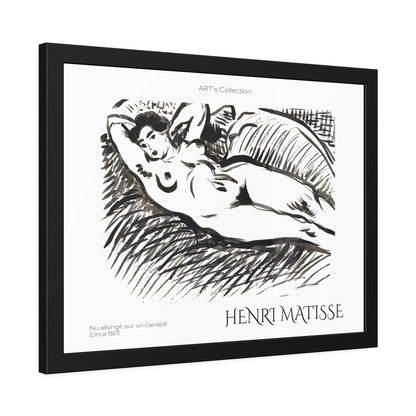 Nu allongé sur un canapé (circa 1927) by Henry Matisse  / Affiche Encadrée série ART's Collection