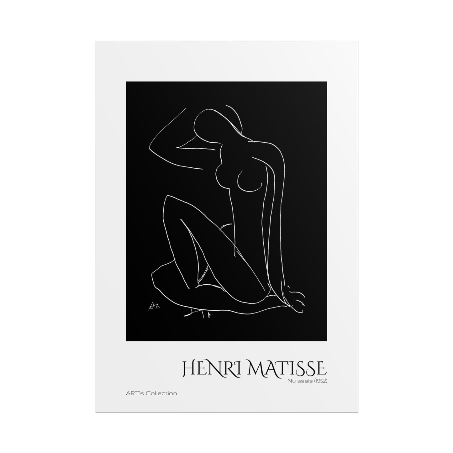 Nu assis (1952) version noire et blanche by Henri Matisse / Affiche imprimée - Série ART's Collection