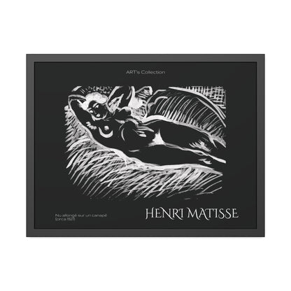 Nu allongé sur un canapé (circa 1927) black édition by Henry Matisse  / Affiche Encadrée série ART's Collection