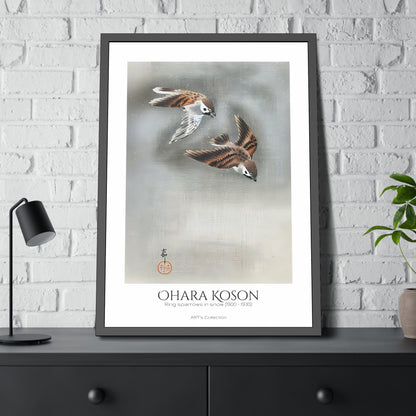 Ring sparrows in snow (1900-1930) by Ohara Koson / Affiche Encadrée série ART's Collection