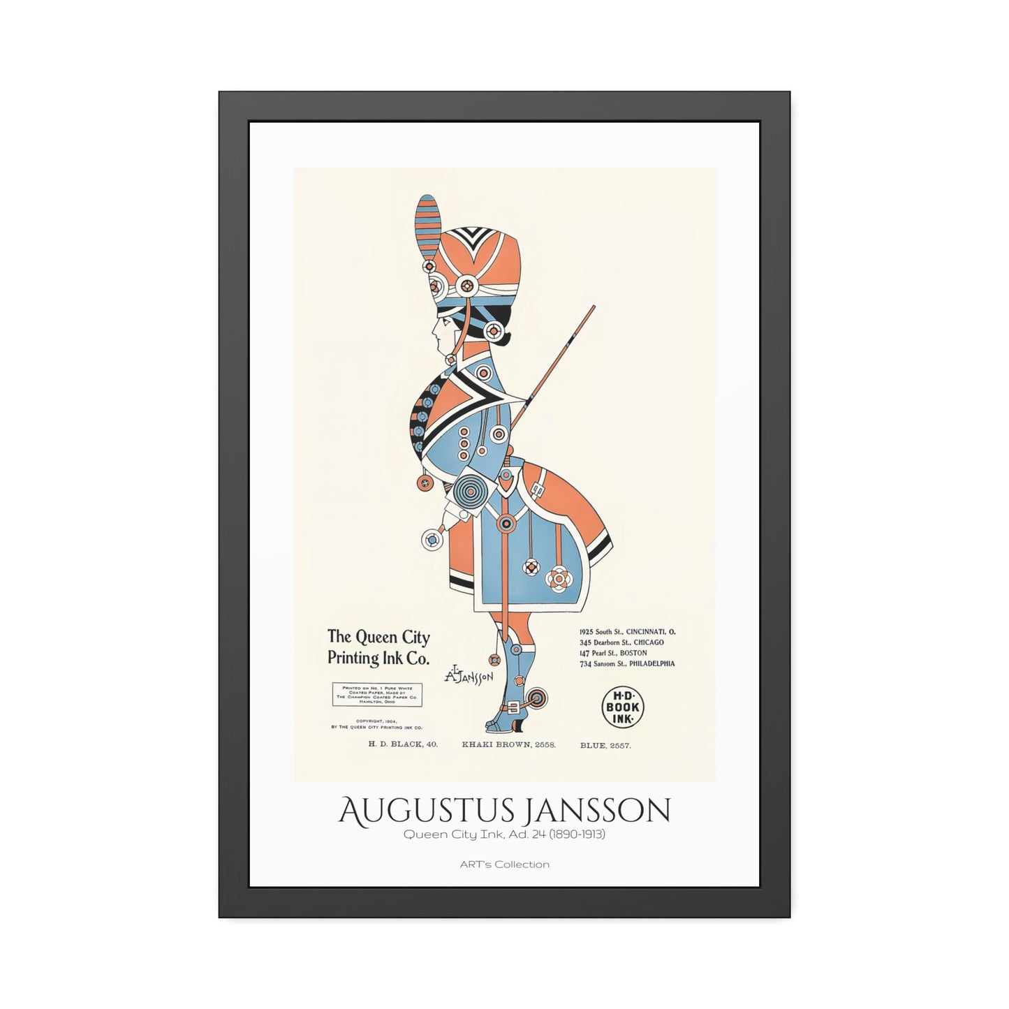 Queen City Ink, Ad. 24 (1890-1913) by Augustus Jansson  / Affiche Encadrée série ART's Collection