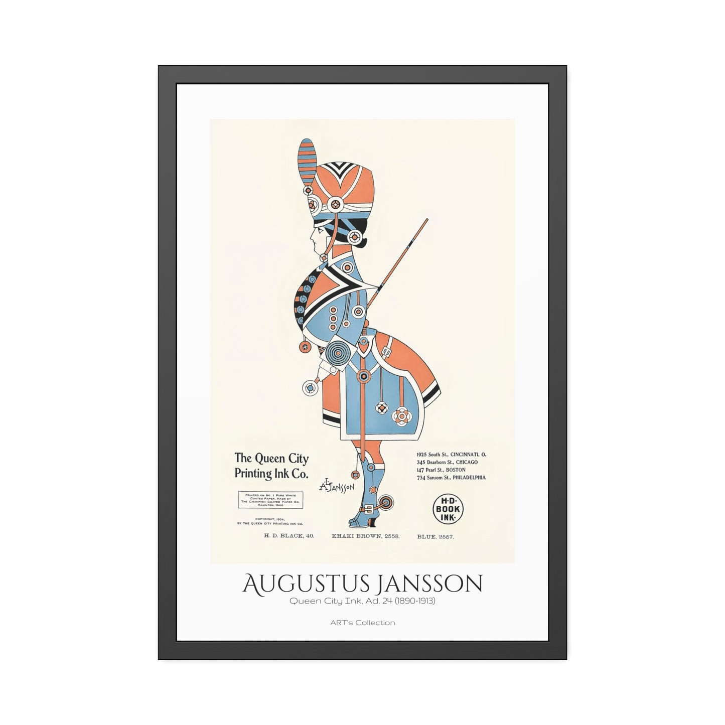 Queen City Ink, Ad. 24 (1890-1913) by Augustus Jansson  / Affiche Encadrée série ART's Collection