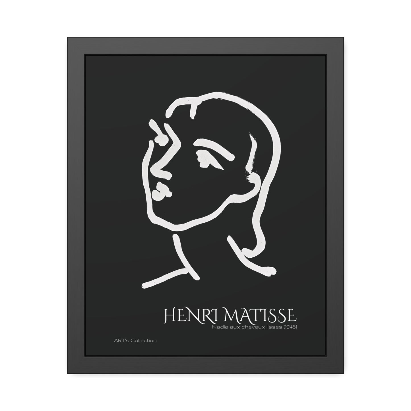 Nadia aux cheveux lisses (1948) black édition by Henri Matisse / Affiche Encadrée série ART's Collection