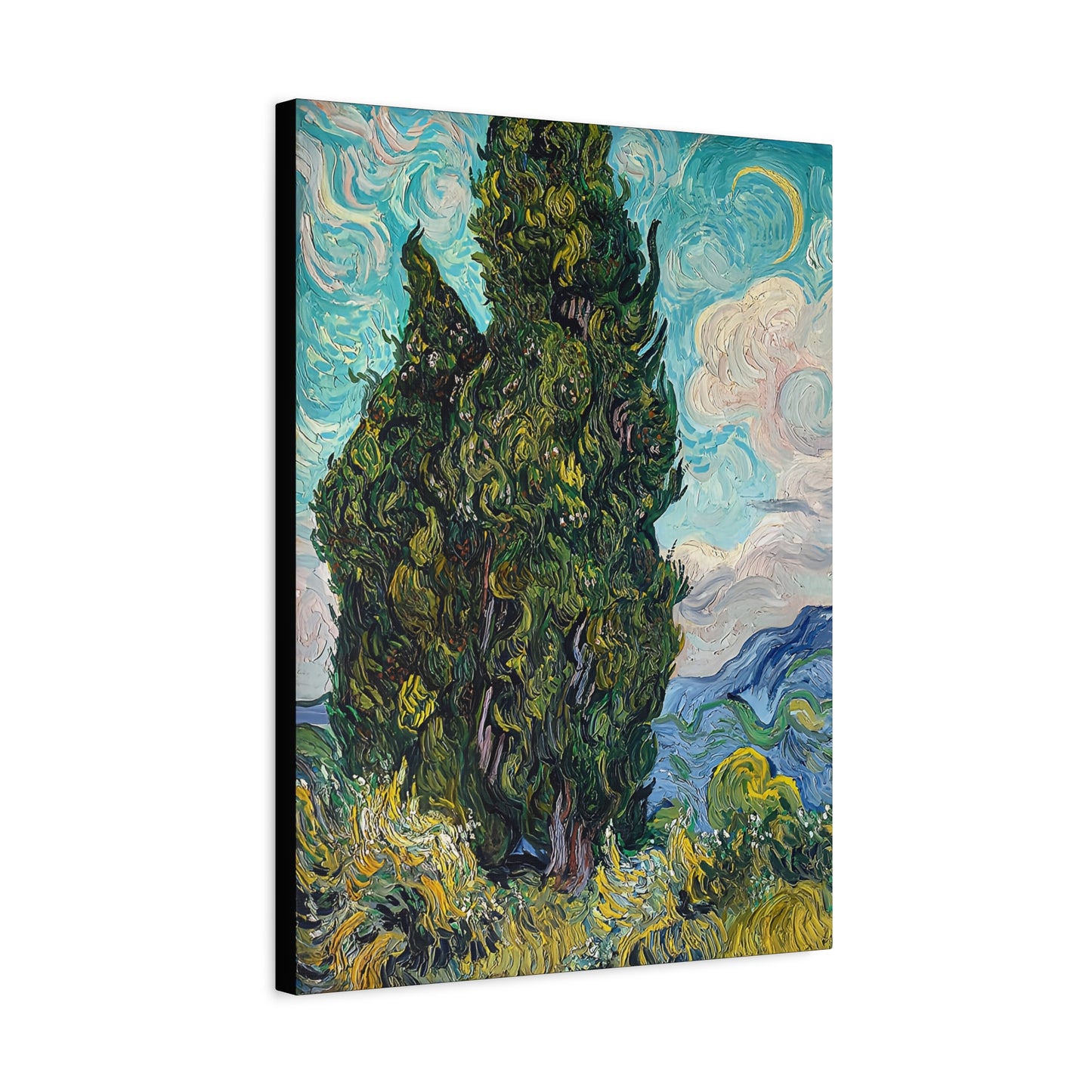 Cypresses (1889) by Vincent van Gogh  / Reproduction Fine Art sur Toile / Epaisseur 3,2cm - 1'25 po