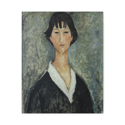 Jeune Fille Aux Cheveux Noirs (1918-1919) by Amedeo Modigliani / Reproduction Fine Art sur Toile / Flanc Large Epaisseur 3.2 cm - 1.25 inch