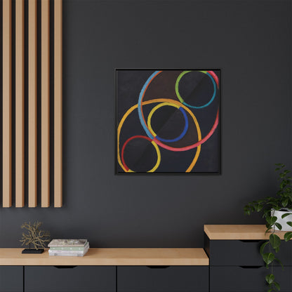 Relief noir avec des cercles de couleur  by Robert Delaunay  / Toile encadrée sur caisse américaine