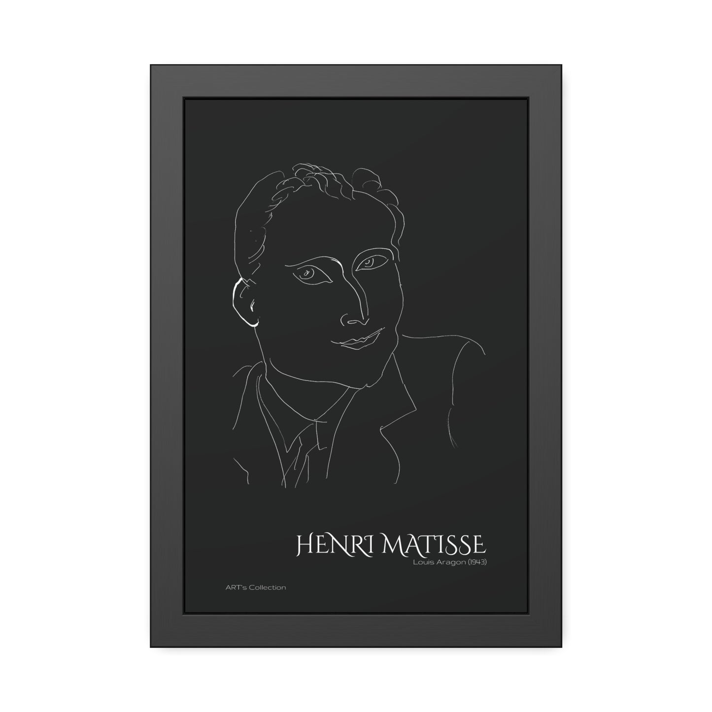 Louis Aragon (1943) black édition by Henri Matisse / Affiche Encadrée série ART's Collection