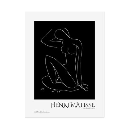 Nu assis (1952) version noire et blanche by Henri Matisse / Affiche imprimée - Série ART's Collection