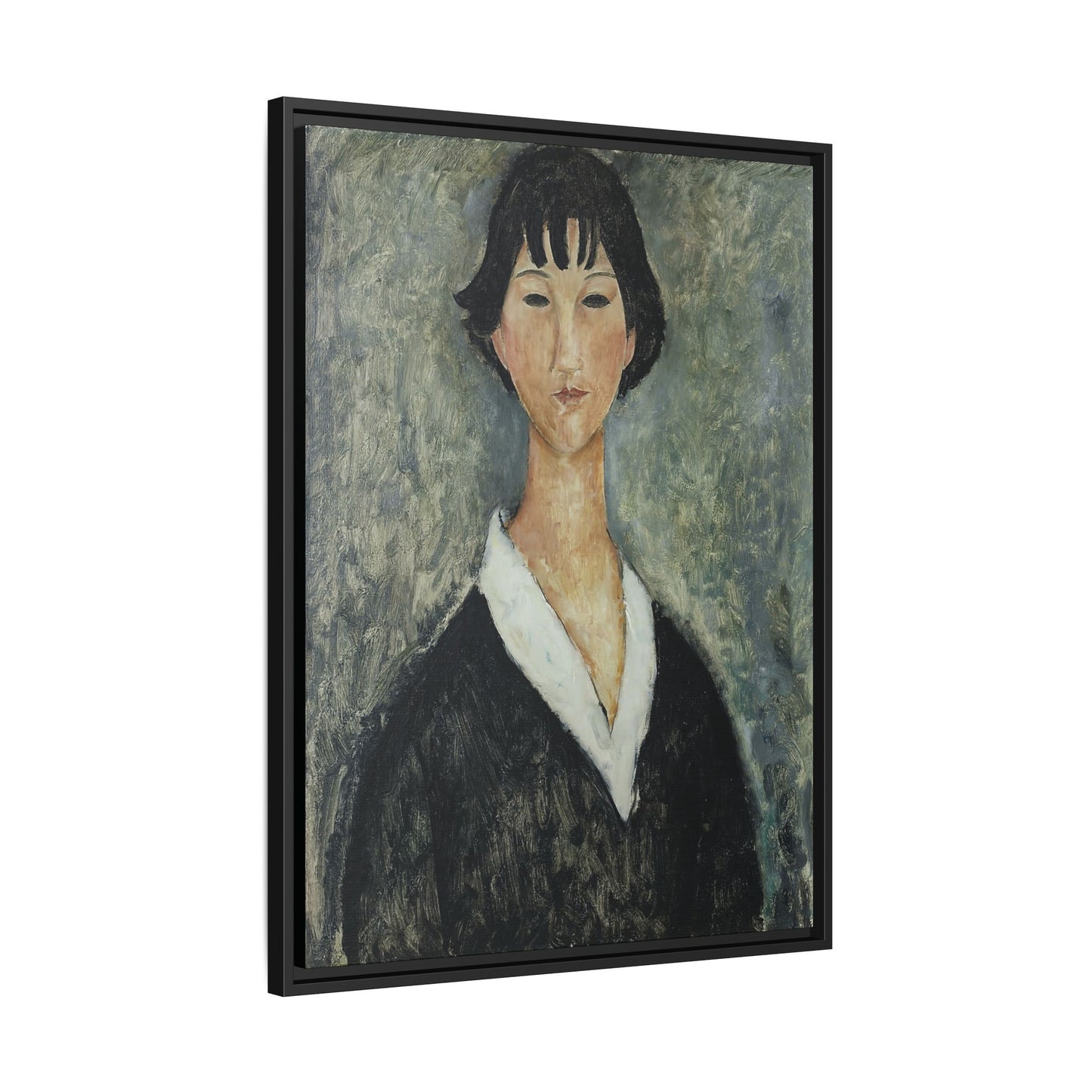 Jeune Fille Aux Cheveux Noirs by Amedeo Modigliani / Toile encadrée sur caisse américaine