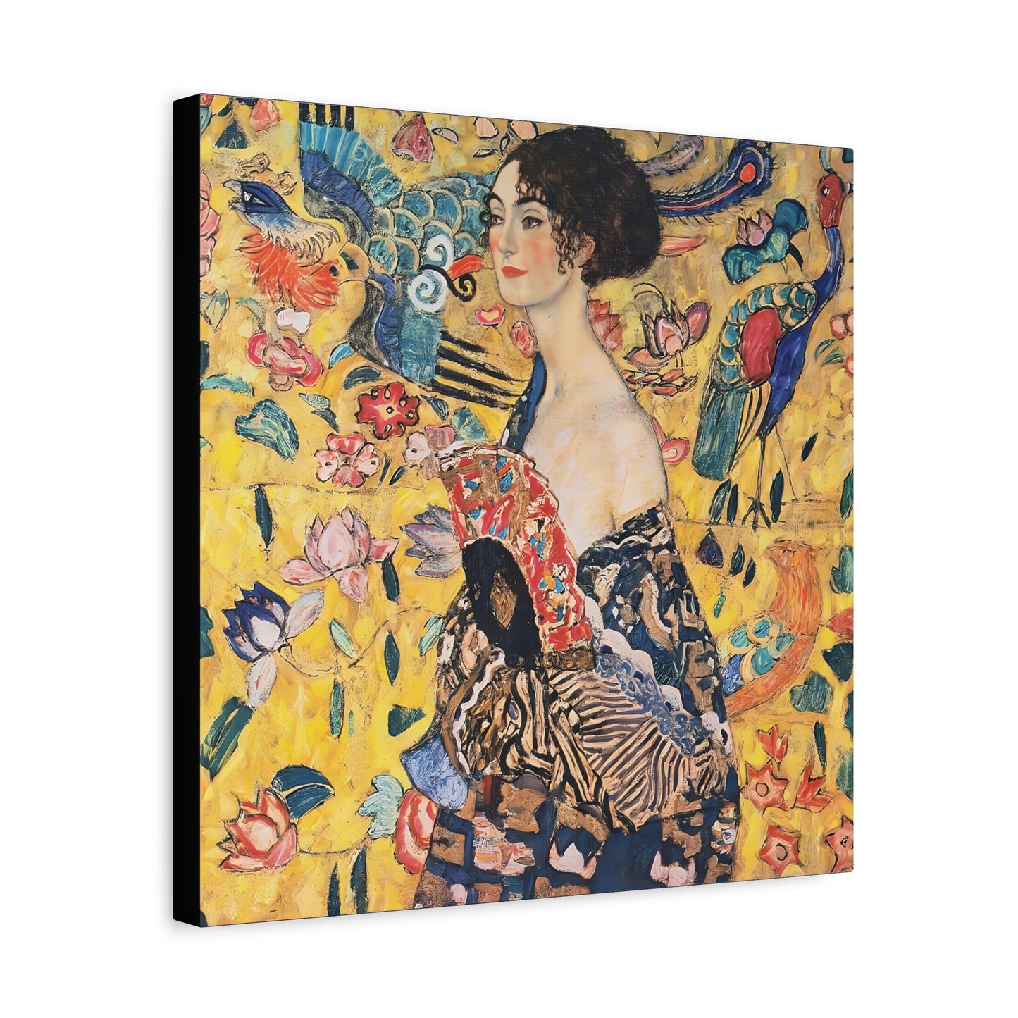 Woman with fan (1917-1918) by Gustav Klimt / Reproduction Fine Art sur Toile / Flanc Large Epaisseur 3.2 cm - 1.25 inch