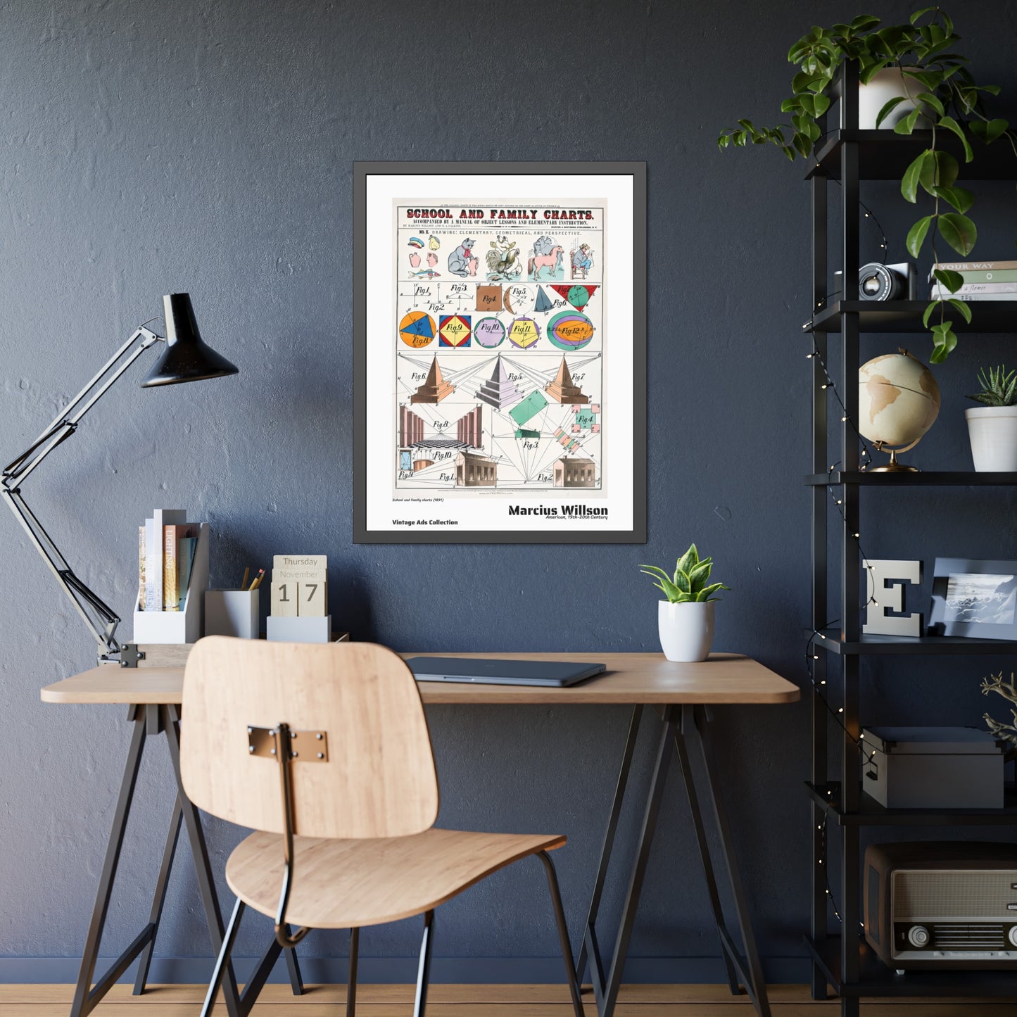 School and family charts (1891) by Marcius Willson / Affiche Encadrée Série Vintage Ads Collection