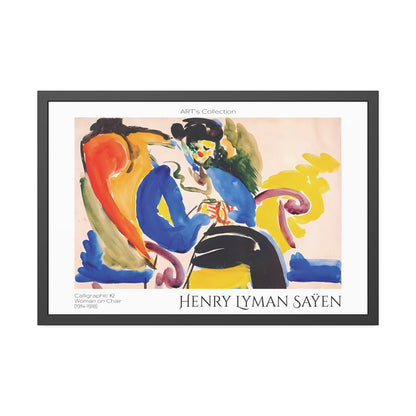 Calligraphic #2 Woman on Chair (1914-1918) by Henry Lyman Saÿen  / Affiche Encadrée série ART's Collection