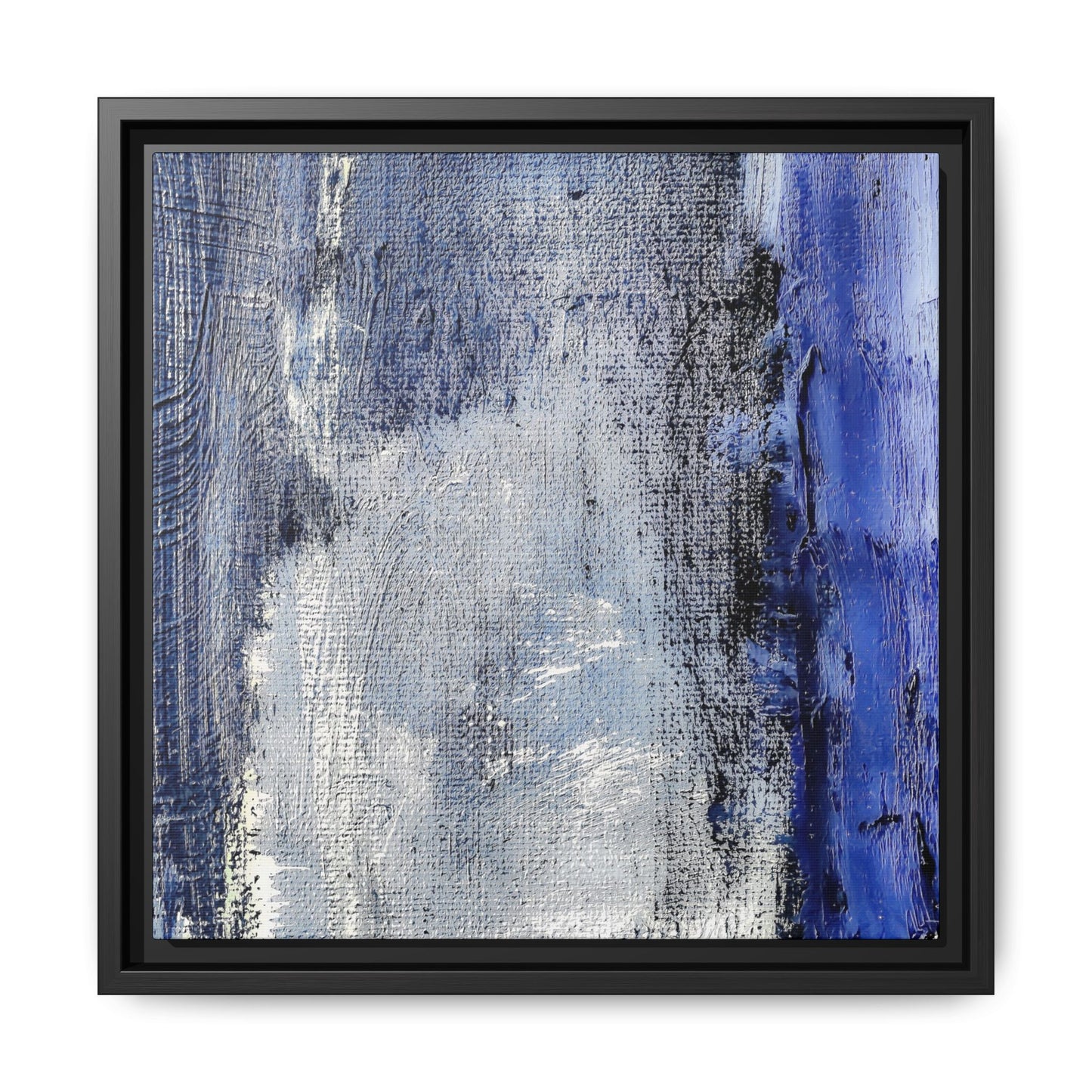 Tableau Beaux Arts Anthracite & Bleu Contrasté "Série Sign Collections" / Toile encadrée sur caisse américaine