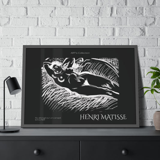 Nu allongé sur un canapé (circa 1927) black édition by Henry Matisse  / Affiche Encadrée série ART's Collection