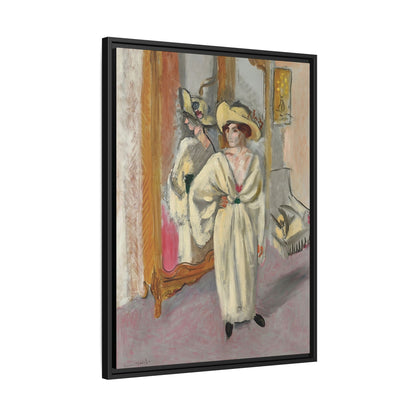 Femme en blanc debout devant une glace (1918-1919) by Henri Matisse / Toile encadrée sur caisse américaine