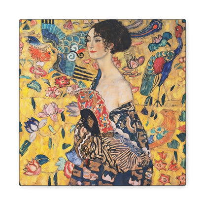 Woman with fan (1917-1918) by Gustav Klimt / Reproduction Fine Art sur Toile / Flanc Large Epaisseur 3.2 cm - 1.25 inch