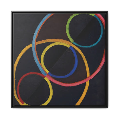 Relief noir avec des cercles de couleur  by Robert Delaunay  / Toile encadrée sur caisse américaine