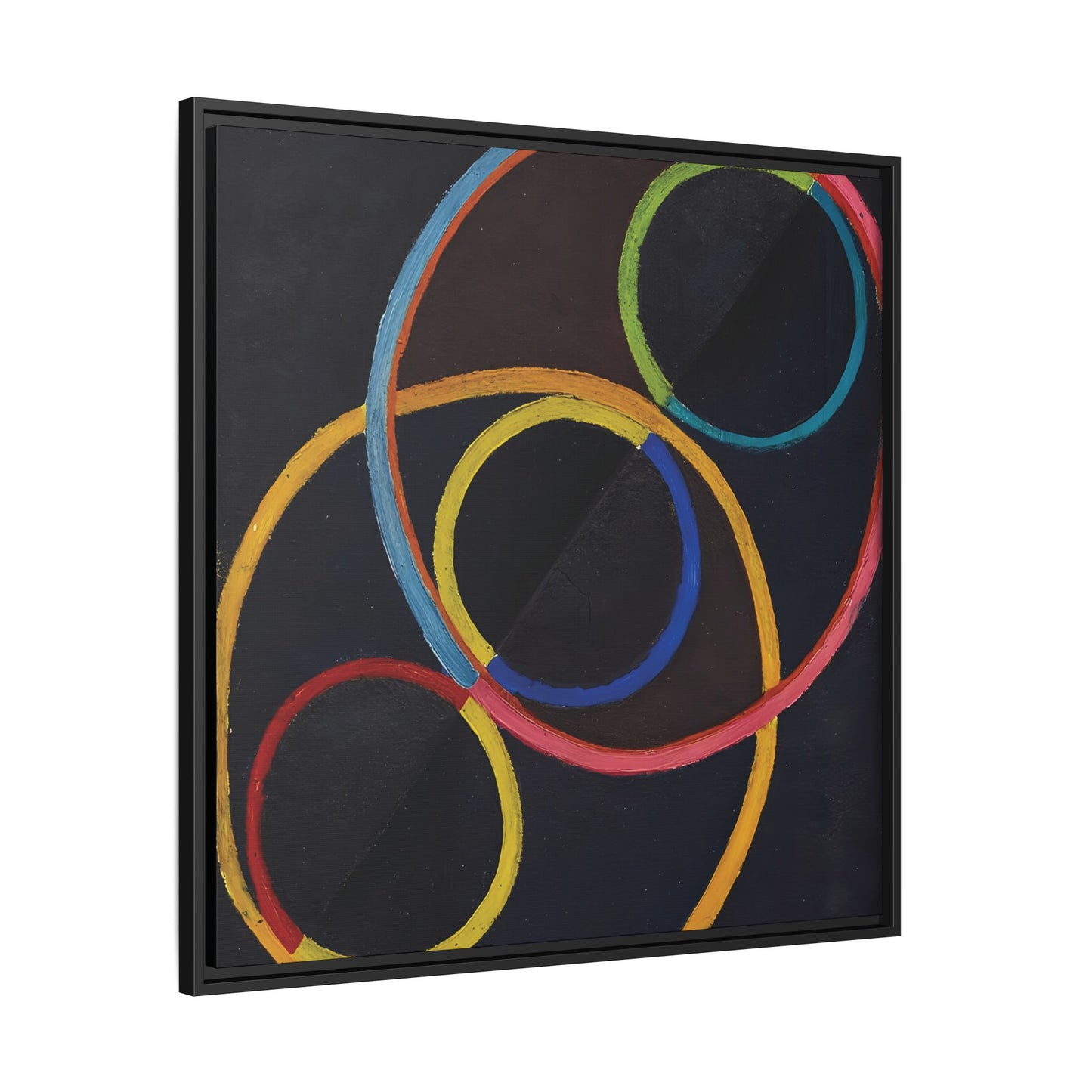 Relief noir avec des cercles de couleur  by Robert Delaunay  / Toile encadrée sur caisse américaine
