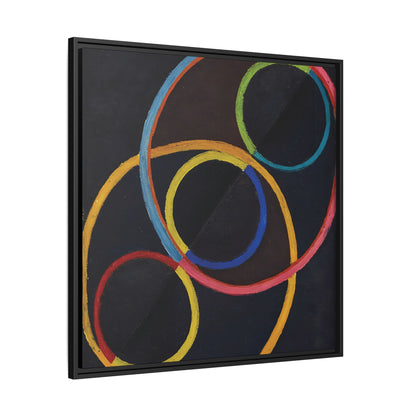 Relief noir avec des cercles de couleur  by Robert Delaunay  / Toile encadrée sur caisse américaine
