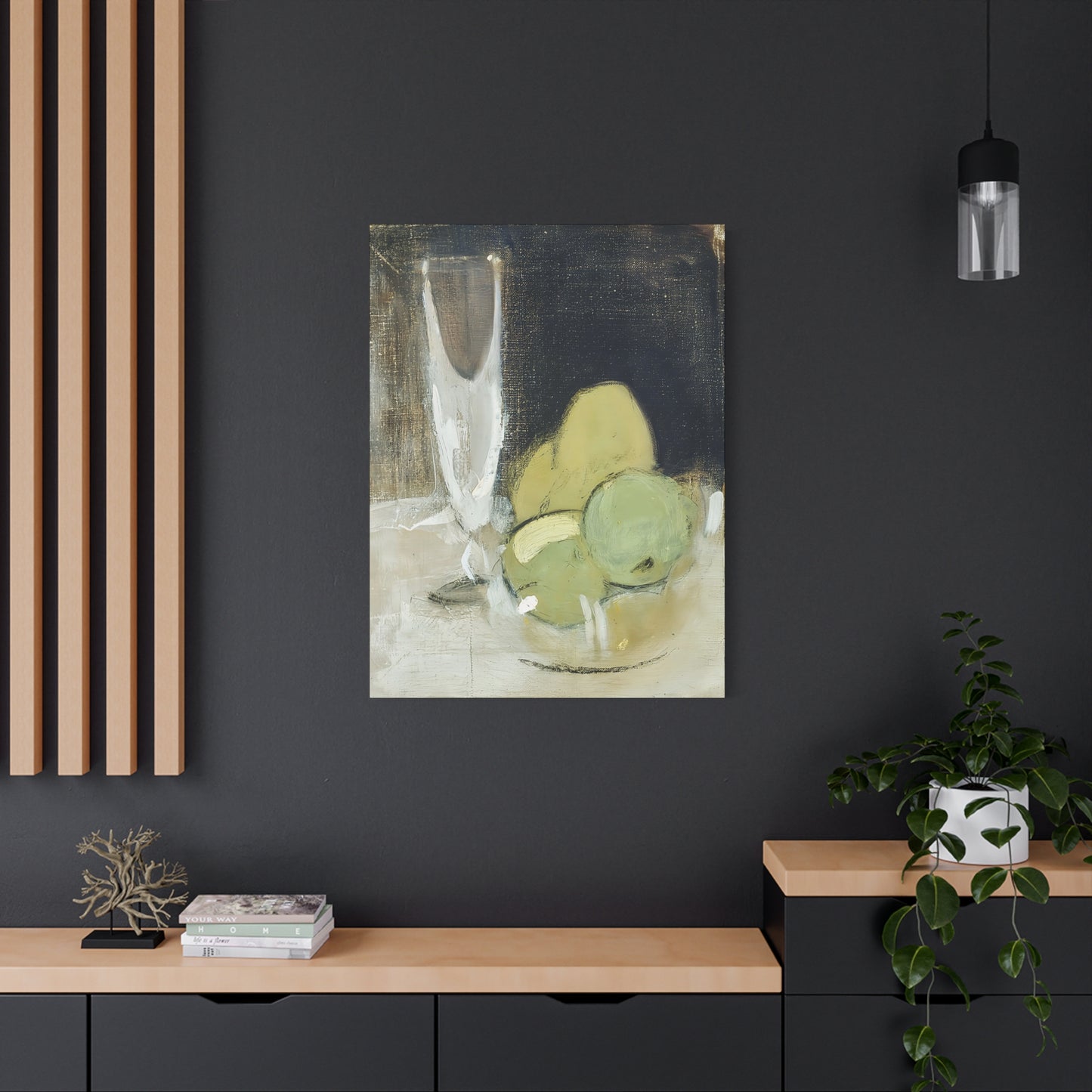 Green Apples And Champagne Glass (1934) by Helene Schjerfbeck / Reproduction Fine Art sur Toile /  Epaisseur 3.2 cm - 1.25 inch