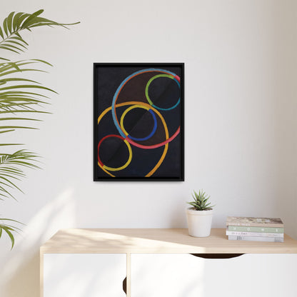 Relief noir avec des cercles de couleur  by Robert Delaunay  / Toile encadrée sur caisse américaine