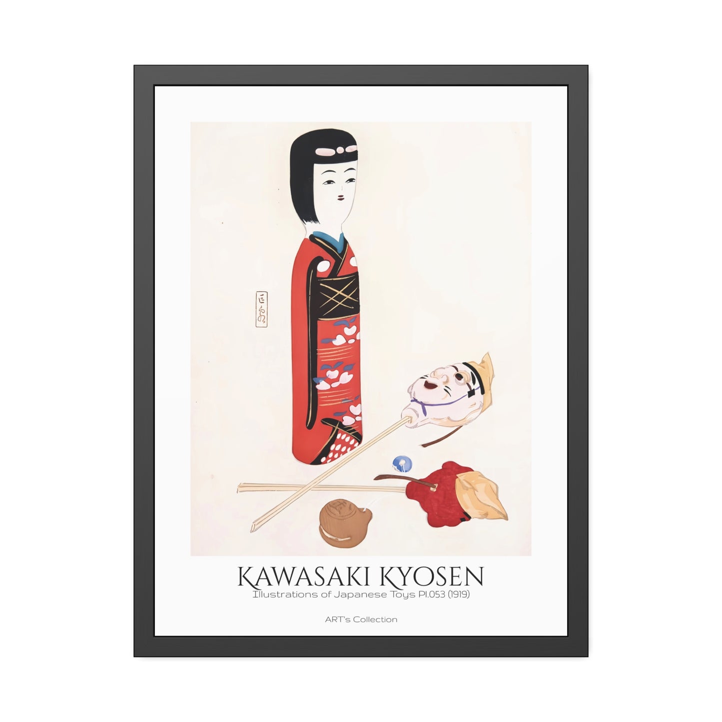Illustrations of Japanese Toys Pl.053 (1919) by Kawasaki Kyosen / Affiche Encadrée série ART's Collection