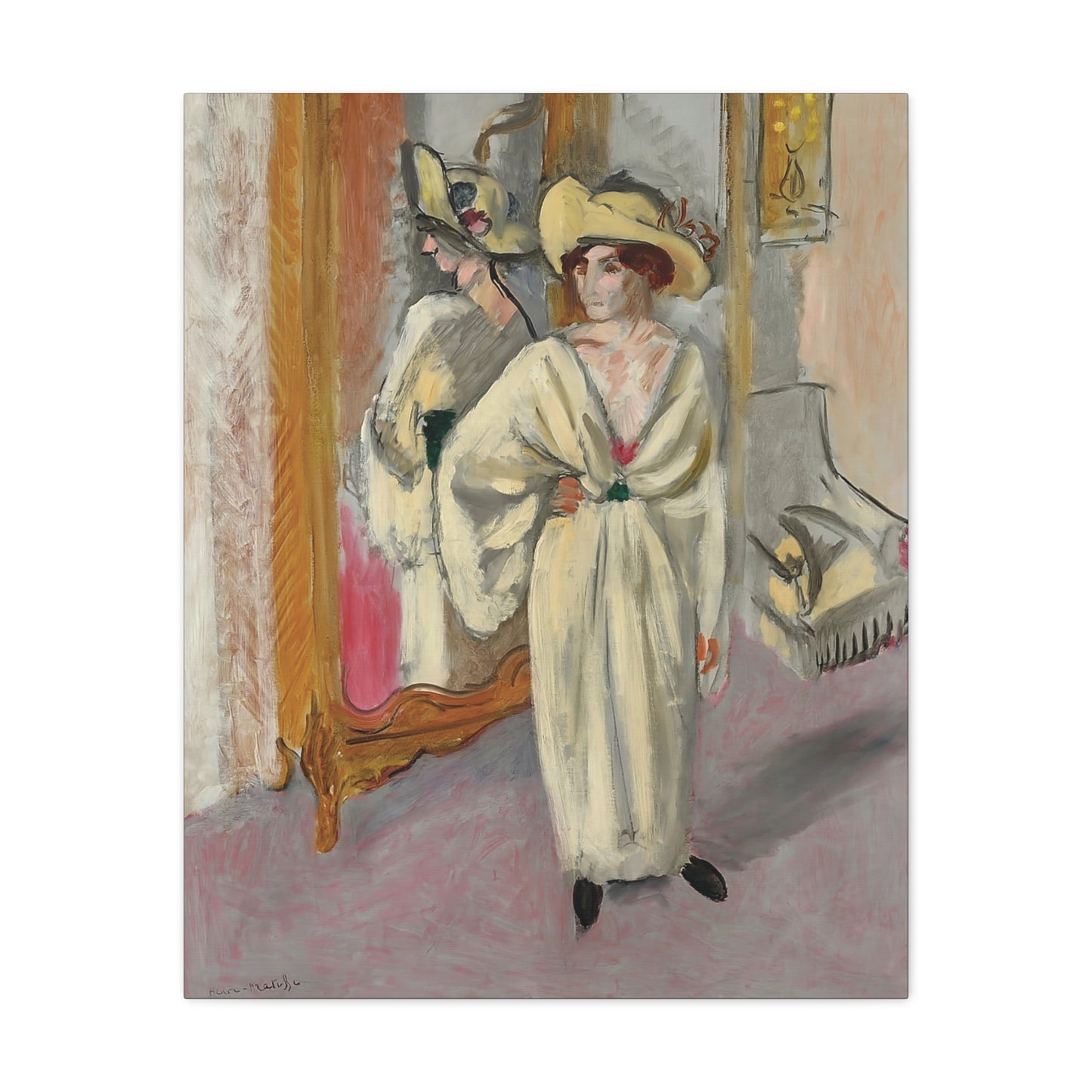 Femme en blanc debout devant une glace (1918-1919) by Henri Matisse / Reproduction Fine Art sur Toile /  Epaisseur 3.2 cm - 1.25 inch